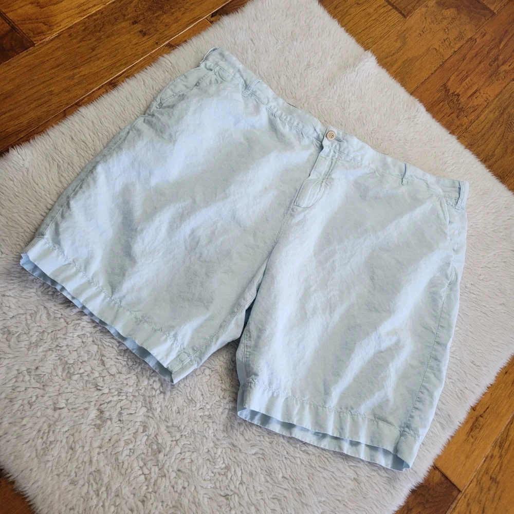 Faherty Malibu Chino Shorts Men's 42 Linen Cotton Blend Light Blue